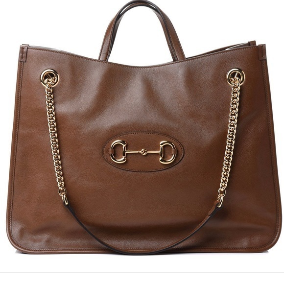 Gucci Handbags - GUCCI Large Leather Tote Handbag in Brown NWOT